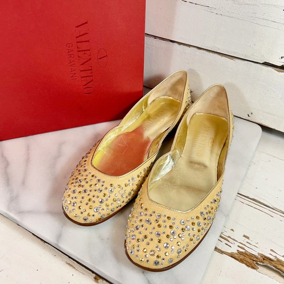 Valentino Garavani Swarovski Crystal Round Toe Flats - Picture 2 of 5